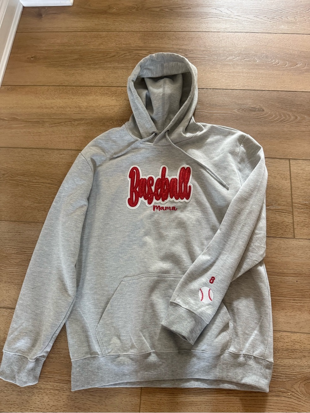 Baseball Mama Gray Hoodie with Red Script #8 ⚾️